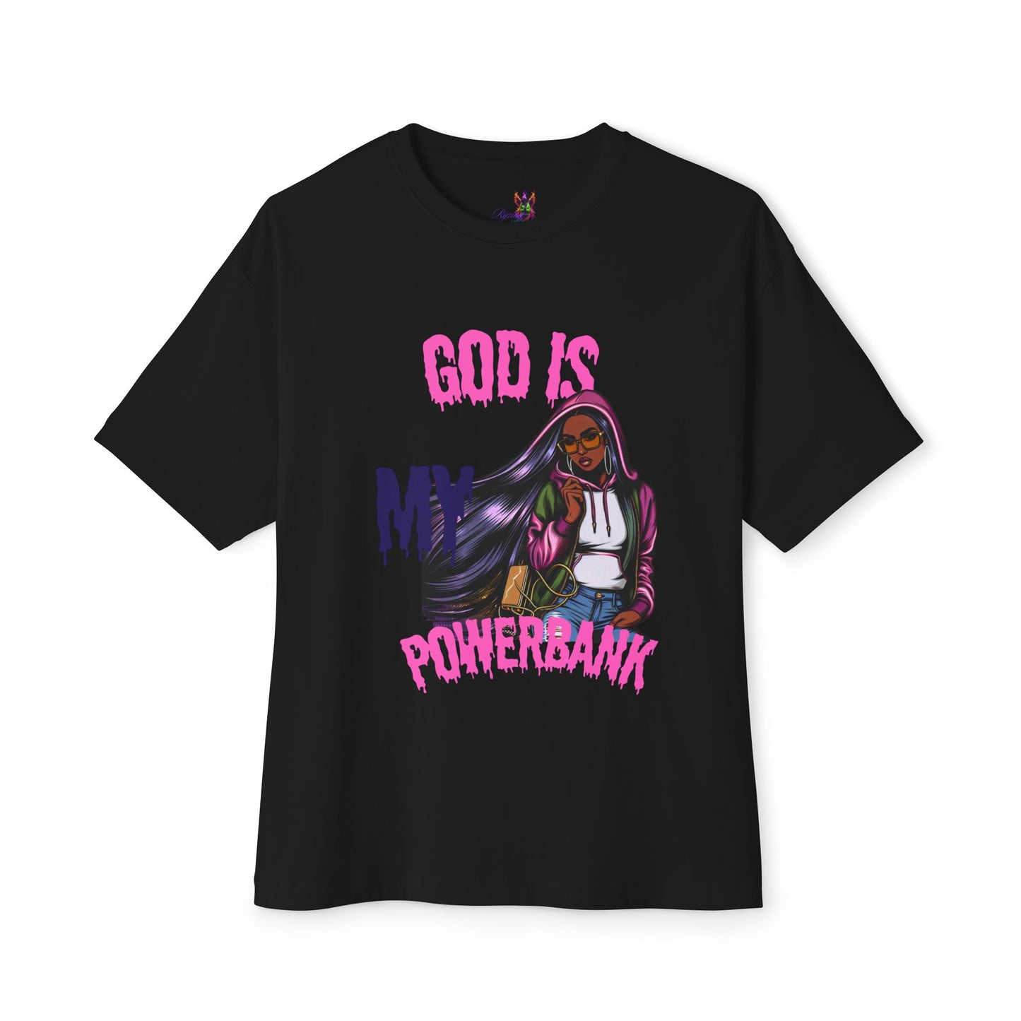 Empowering Graphic Tee - "God is My Powersbank" Unisex Oversized Boxy Tee, Inspirational Shirt, Casual Wear, Street Style, Daily Comfort
