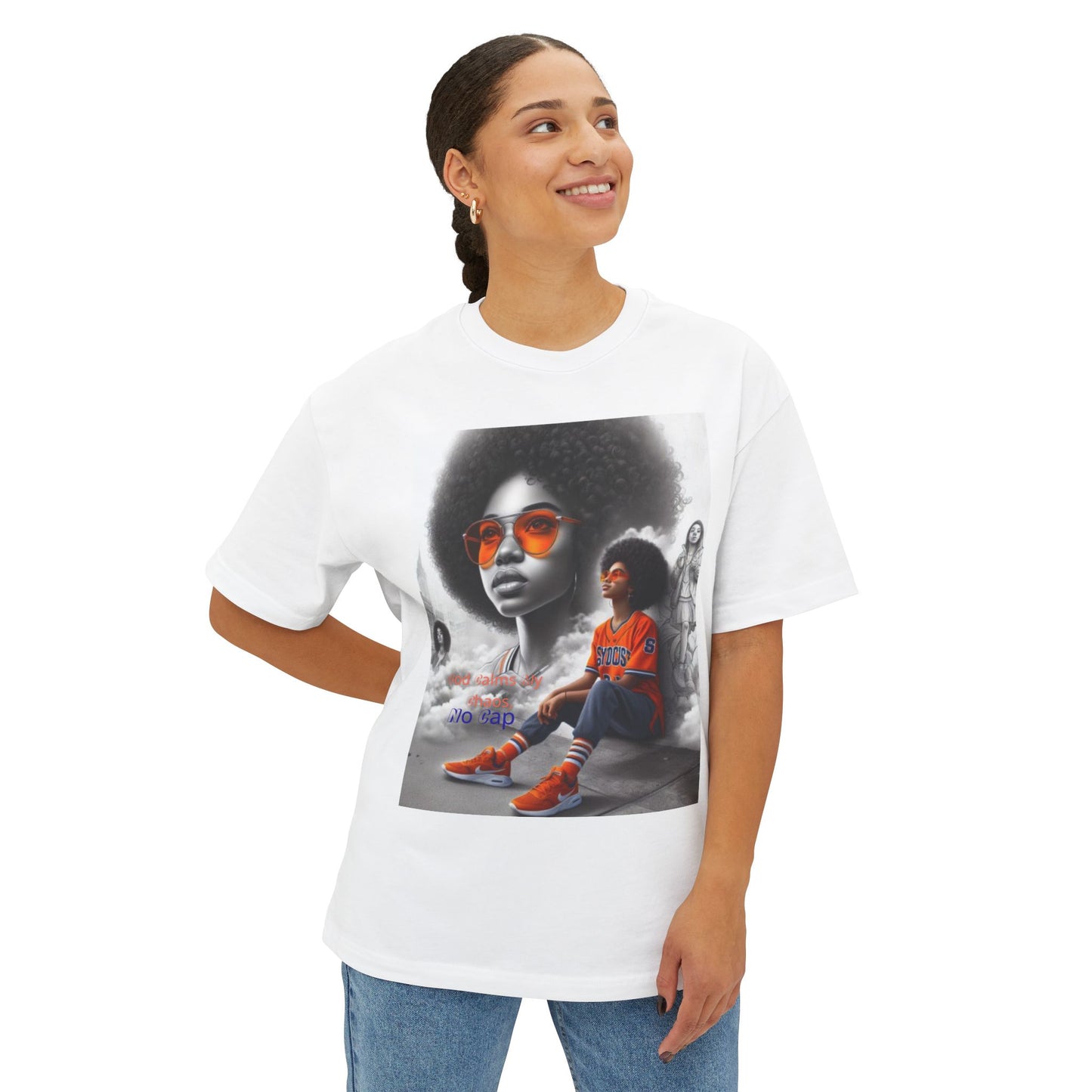 From chaos to calm 2 — all God, no lies.Oversized Boxy Tee