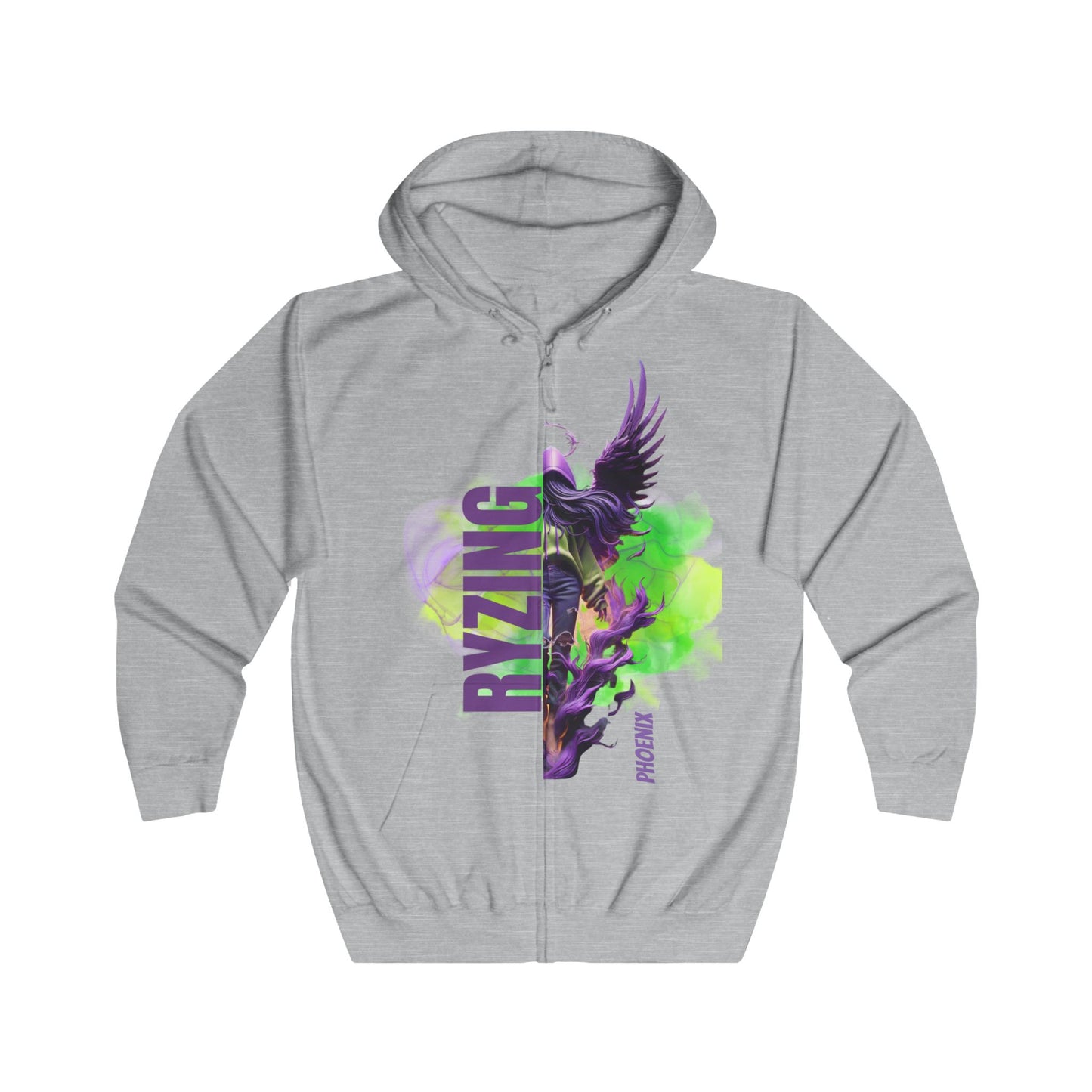 Christian Full Zip Hoodie - Rise From Fire Faith Phoenix Rebirth Design