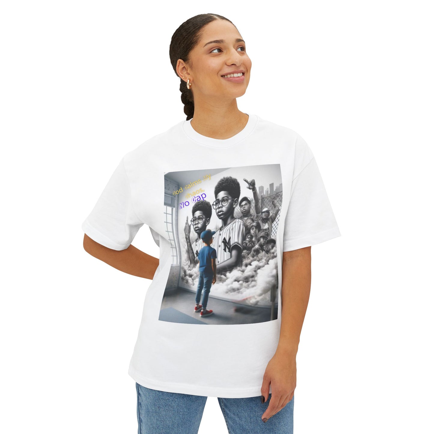 From chaos to calm 3 — all God, no lies.Oversized Boxy Tee