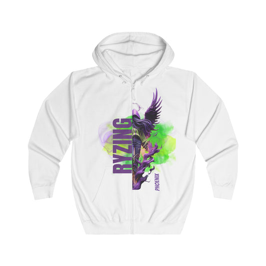 Christian Full Zip Hoodie - Rise From Fire Faith Phoenix Rebirth Design
