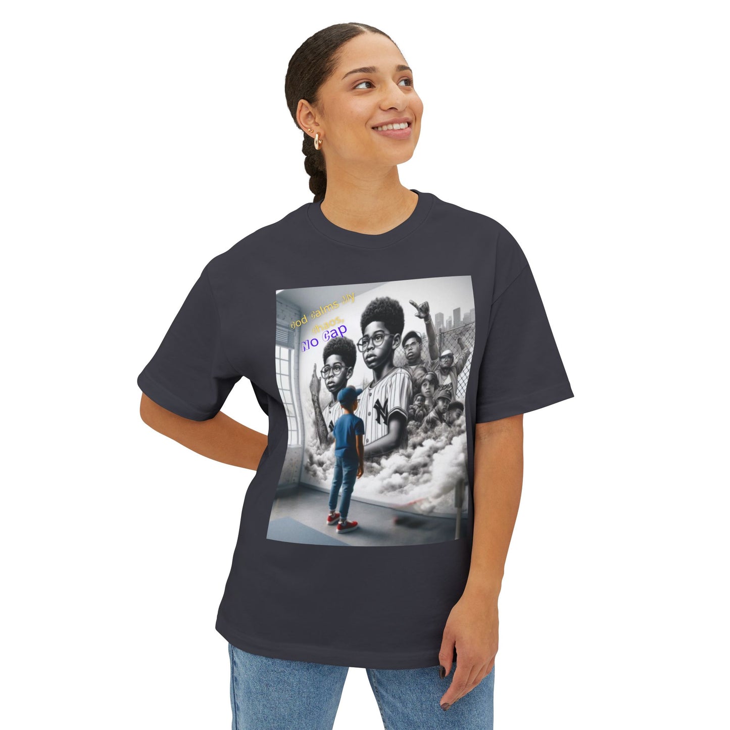 From chaos to calm 3 — all God, no lies.Oversized Boxy Tee