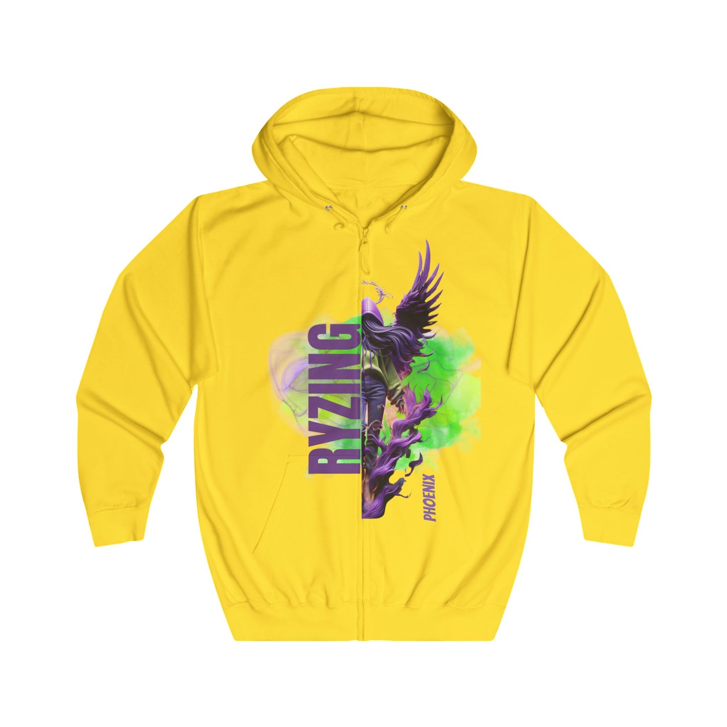 Christian Full Zip Hoodie - Rise From Fire Faith Phoenix Rebirth Design