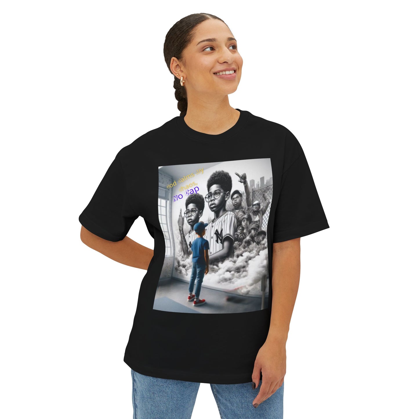 From chaos to calm 3 — all God, no lies.Oversized Boxy Tee